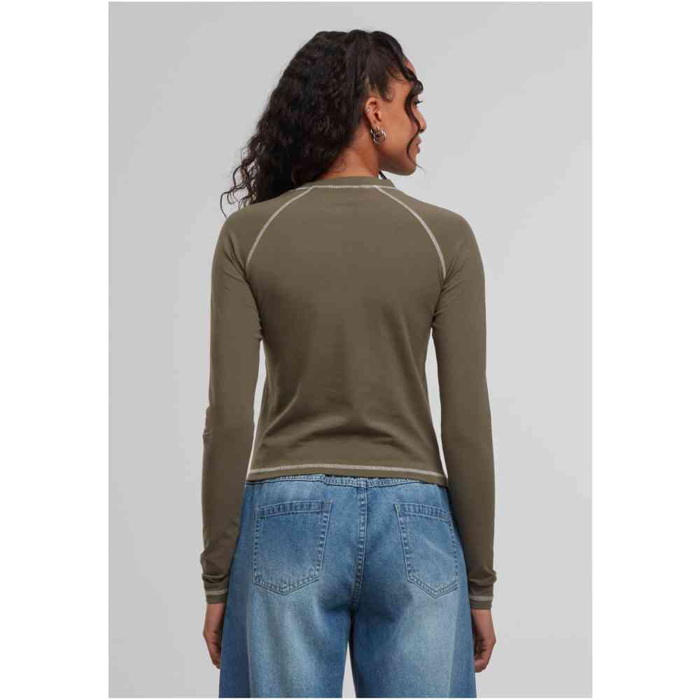 Urban Classics - Contrast Jersey Lange ärmel top - Olivgrün